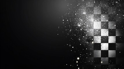 Aufkleber - Checkered flag with glittering particles on a dark background.