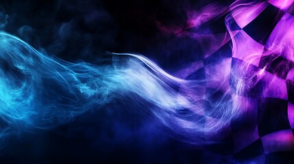 Poster - Abstract checkered flag with vibrant smoke. (1)