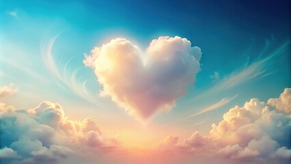 Wall Mural - Heart-Shaped Cloud Formation at Sunrise A Serene Celestial Display of Love and Tranquility