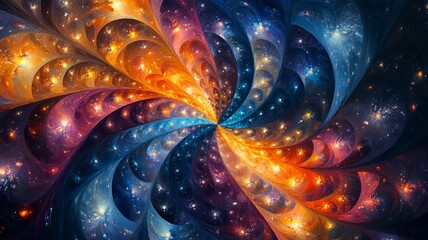 Poster - mesmerizing cosmic spiral vibrant swirling fractal art depicting the boundless expanse of the univer