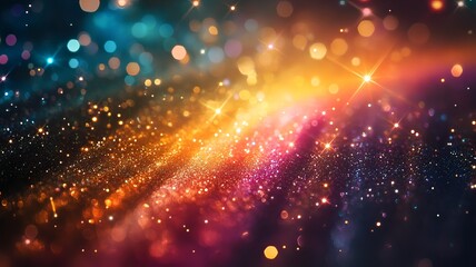 Poster - colorful sparkling glowing abstract bokeh explosion of vibrant luminous energy dazzling iridescent s