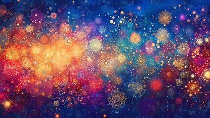 Poster - vibrant explosion of colorful fireworks lighting up the night sky in a dazzling a dynamic and lumino