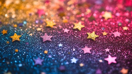 Poster - sparkling celestial backdrop with vibrant glitter twinkling stars and a mesmerizing galaxy like atmo