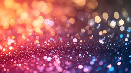 Poster - Sparkling glitter bokeh shimmering lights and dazzling multicolored abstract background with a festive glamorous and elegant feel perfect for holiday party or designs wallpapers and digital displays