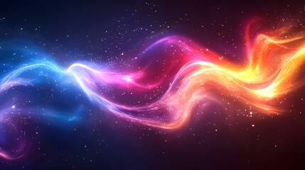 Poster - Vibrant Cosmic Explosion of Swirling Energy and Light   Mesmerizing abstract background with dynamic glowing waves of colorful luminous energy in a futuristic fantasy space landscape