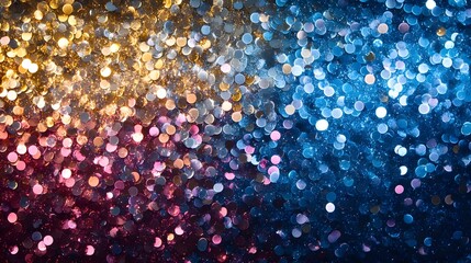 Poster - Captivating abstract background featuring a shimmering kaleidoscope of vibrant glitter texture in a mesmerizing blend of blue gold and pink hues  Perfect for festive glamour themed designs