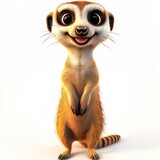 Lively meerkat portrayed in a playful 3D cartoon.