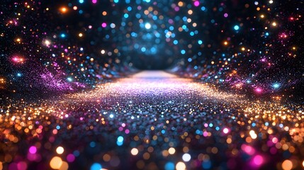 Poster - Shimmering Galactic Disco Lights Blurry Abstract Background with Sparkling Glitter Glow in Motion  Glamorous and futuristic digital with vibrant colors dynamic energy and a sense of magic and fantasy