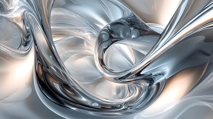 Poster - Mesmerizing Metallic Swirl   Captivating Fluid Abstraction in Shimmering Hues  Undulating curves and waves of metallic liquid create a dynamic visionary and enchanting digital artwork