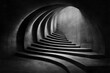 © Viam - Abstract spiral staircase in monochrome architectural design