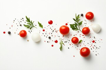 Wall Mural - Fresh ingredients on white background