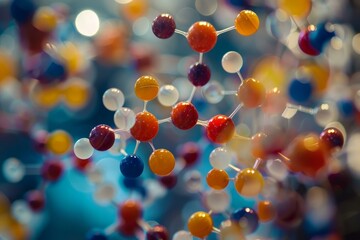 Poster - Molecular structure model showing molecules forming with colorful spheres