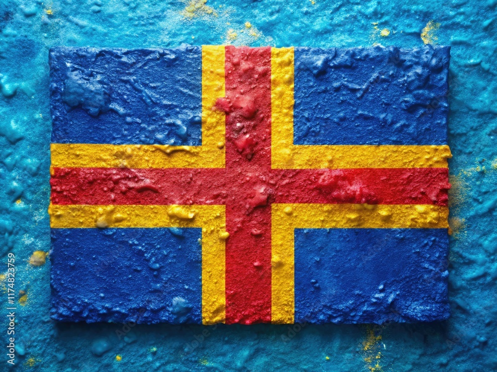 Åland Islands' flag: a detailed, high-resolution aerial photo ...