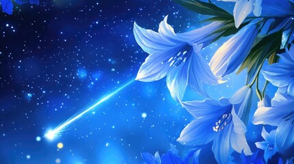 Wall Mural - Celestial Comet: A Shooting Star Gliding Through the Starry Blue Night Sky
