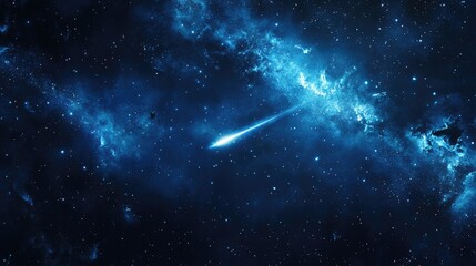 Wall Mural - Celestial Comet Lighting Up the Night Sky: A Vibrant Shooting Star in a Starry Blue Space Illustration