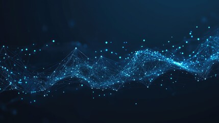 Poster - A futuristic Earth concept with digital connections made of dots and triangles on a blue background.