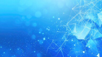 Poster - A futuristic Earth concept with digital connections made of dots and triangles on a blue background.