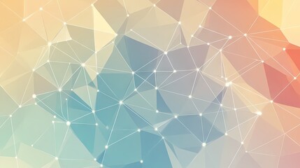 Poster - A panoramic abstract background with interconnected triangles and points, representing a global network.