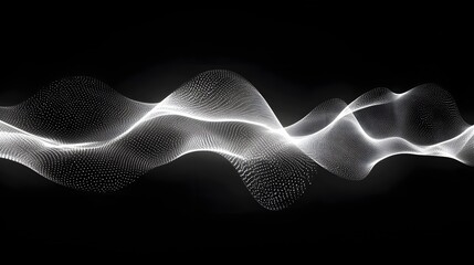 Poster - Depth filled waveform gradients glowing rhythmically blending symmetrical contours with fluid sparkle in a captivating futuristic and minimalist digital visualization