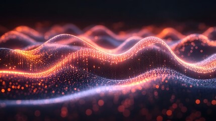 Poster - captivating depth filled waveform reflections with symmetrical sparkle blending gradient contours an
