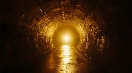 Poster - Glowing tunnel pathway with streaks of vibrant luminous light blending and pulsing in a dynamic surreal atmosphere of energy and dimensional motion