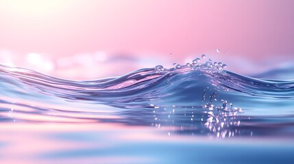 Poster - Mesmerizing waveform reflections with shimmering gradients and fluid dynamics blending symmetrical patterns and a serene contemplative atmosphere