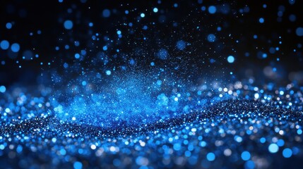 Poster - A mesmerizing display of shimmering blue particles in motion, creating a magical, dreamy atmosphere.