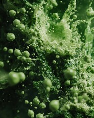Poster - Abstract green splash created from water droplets and foam.