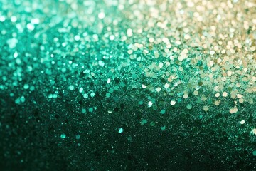 Poster - Gradient abstract background blending emerald green and aqua tones with shimmering metallic effects, perfect for festive occasions