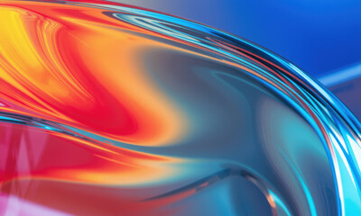 Poster - colorful glass with vibrant swirls of red, orange, and blue creates mesmerizing abstract design. smo