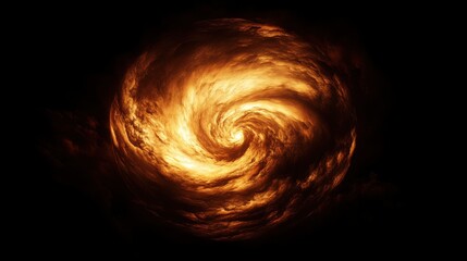 Poster - A mesmerizing swirling vortex of fiery orange and yellow colors set against a deep black background.