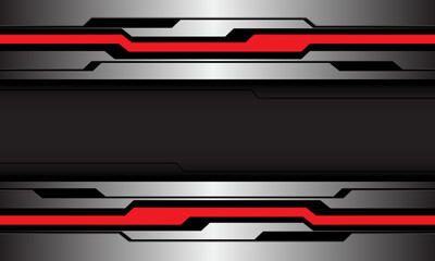 Poster - Abstract silver red black line circuit technology futuristic style geometric background design modern vector