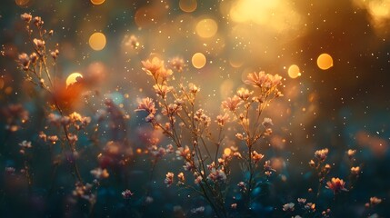 Poster - radiant bokeh sparkles glowing softly blending shimmering transitions with vibrant ethereal tones in