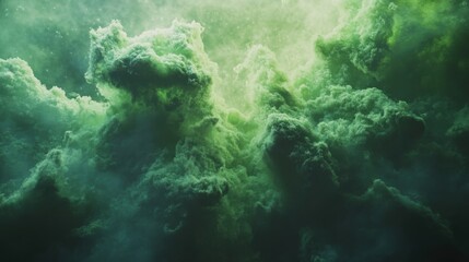 Poster - A mesmerizing green cloud formation creates an ethereal atmosphere, evoking a dreamlike ambiance.