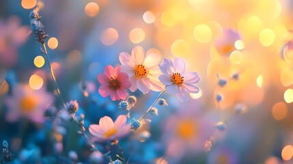 Poster - Vibrant shimmering bokeh circles seamlessly blending tonal radiance and ethereal harmony with soft dreamlike contours creating a captivating abstract and nature inspired background