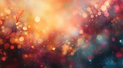 Poster - Shimmering Bokeh Softness with Vibrant Radiance   Blending Harmonious Tones and Ethereal Forms in a Dreamy Mystical Digital Art Background