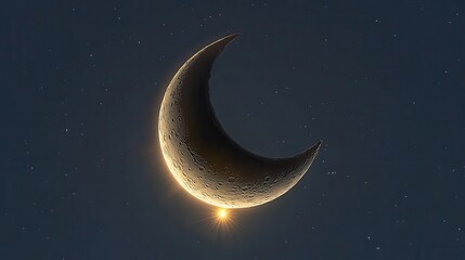 Wall Mural - a radiant crescent moon against a dark starry sky. ideal for backgrounds, social media posts, or spi