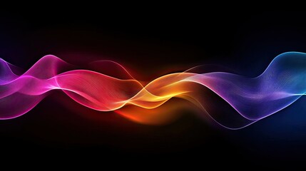 Poster - Dynamic futuristic waves forming flowing patterns in bright neon gradients on a dark background.
