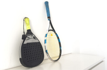 Wall Mural - padel racket and tennis racket