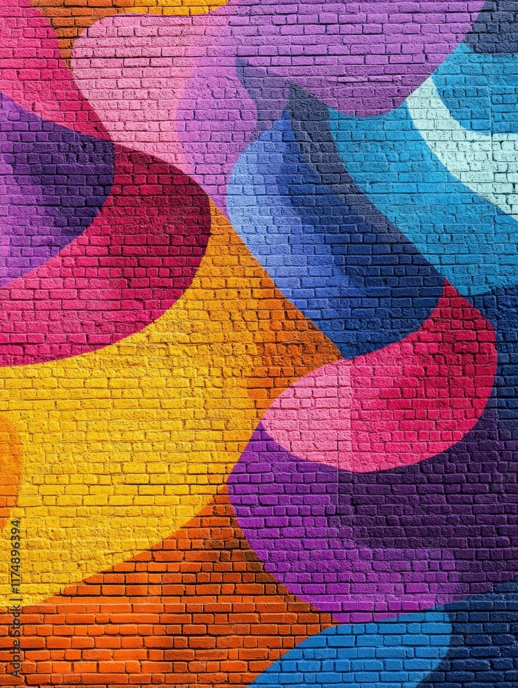 Colorful mural on a brick wall Stock Photo | Adobe Stock