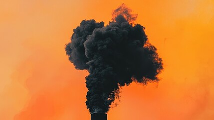 Industrial Smoke Against a Sunset: A Symbol of Pollution and Climate Change