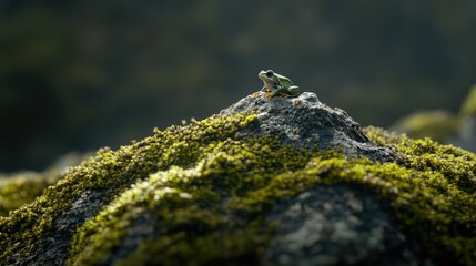 Poster - Frog on Mossy Rock