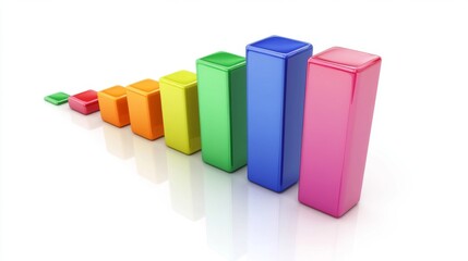 Aufkleber - A clean and sharp financial bar graph with colorful bars, displaying growth trends over time on a high-resolution digital screen