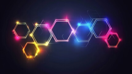 Leinwandbilder - Glowing Hexagon Network Digital Abstract Art