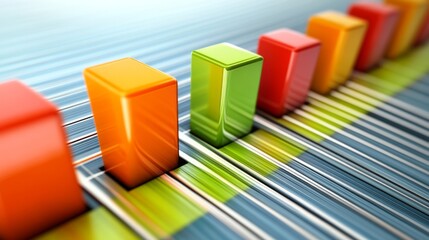 Aufkleber - A close-up of a financial bar graph displayed on a computer monitor, with fluctuating bars in red and green indicating market shifts