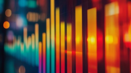 Fototapete - A close-up of a financial bar graph on a business report, with colorful vertical bars illustrating market performance trends over a set period