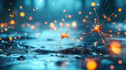 Poster - A glowing, interconnected network of artificial neurons forming a brain like structure, representing the complex architecture and potential of artificial intelligence.