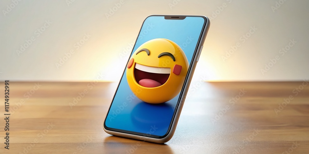 Minimalist Crying Laughing Emoji Android Phone Screen Stock ...
