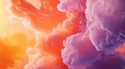 Poster - An abstract background featuring soft orange and pink clouds, blending seamlessly into each other.