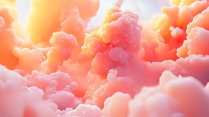 Poster - An abstract background featuring soft orange and pink clouds, blending seamlessly into each other.